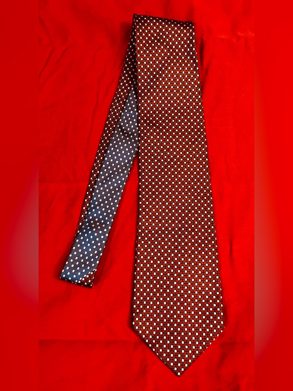 Tommy Hilfiger Classic Red Geometric Silk Tie - Men Accessories
